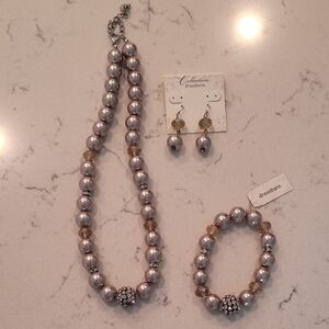 Dressbarn Beaded Necklace, Earrings, and Bracelet
